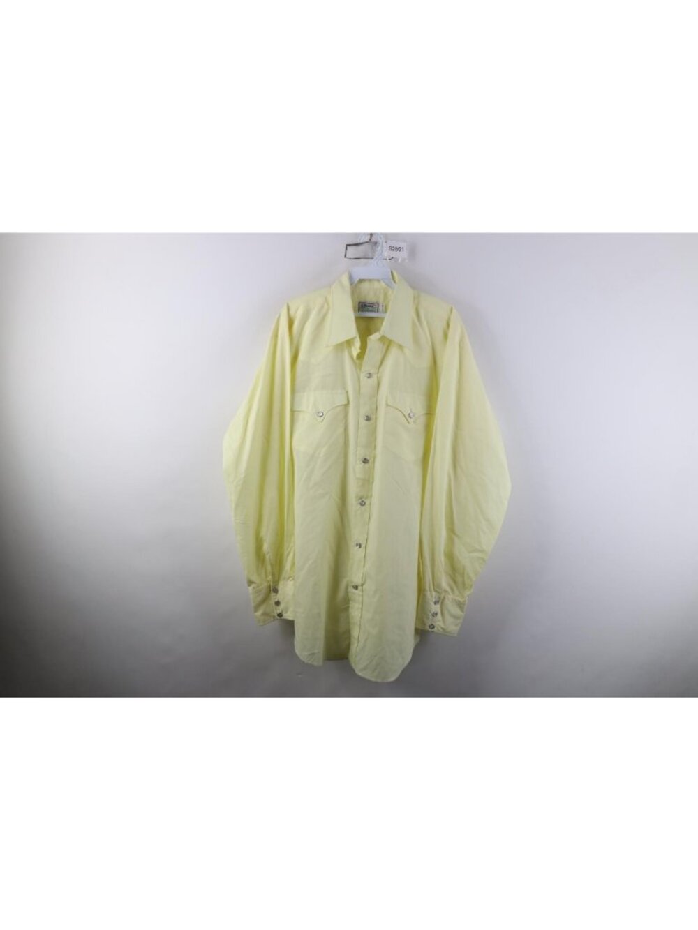 Vintage 70s Streetwear Mens 17 35 Western Cowboy Snap Button Shirt Yellow USA